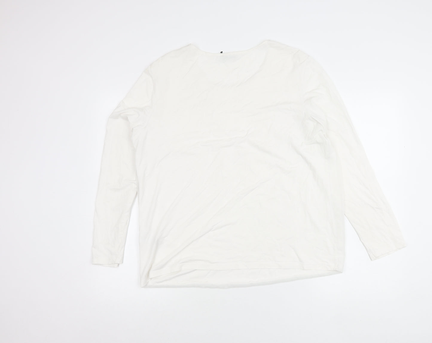 Gerry Weber Women’s White Blouse Size 16 Long Sleeve Scoop Neck