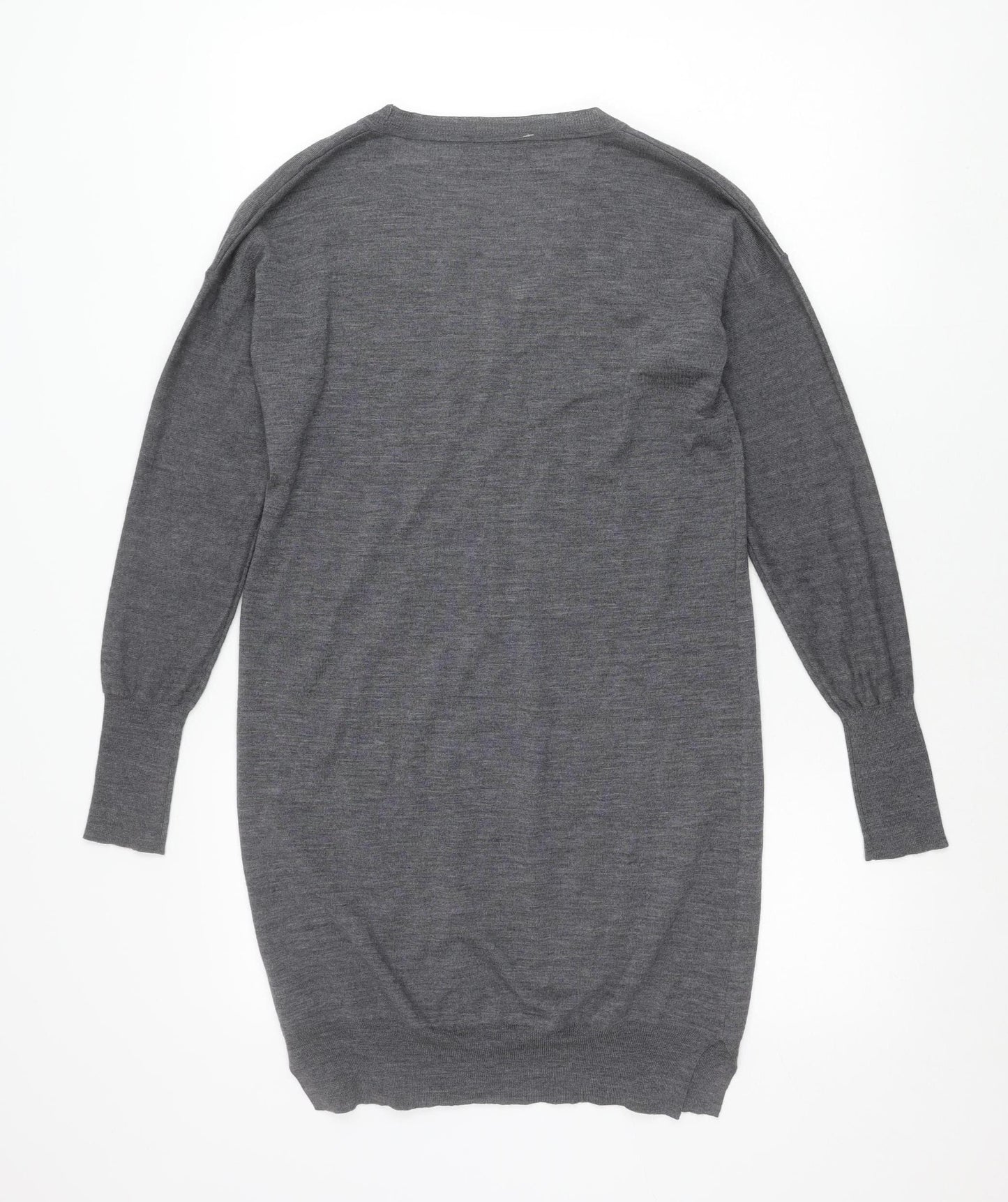 Jaeger Womens Grey Wool V-Neck Pullover Jumper Size S