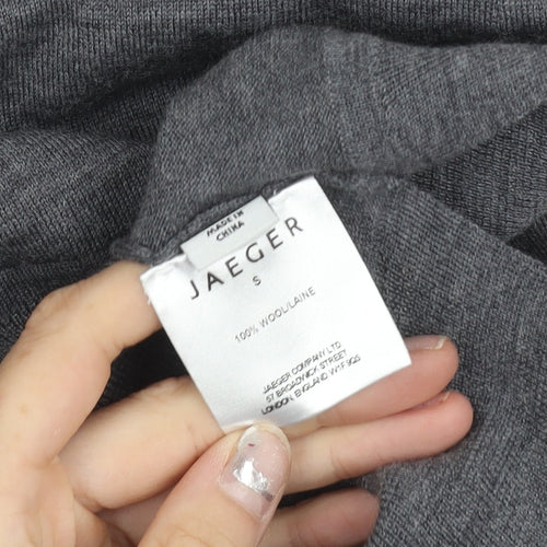 Jaeger Womens Grey Wool V-Neck Pullover Jumper Size S