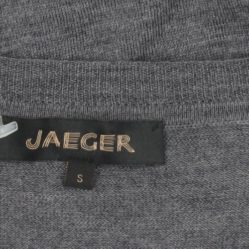 Jaeger Womens Grey Wool V-Neck Pullover Jumper Size S