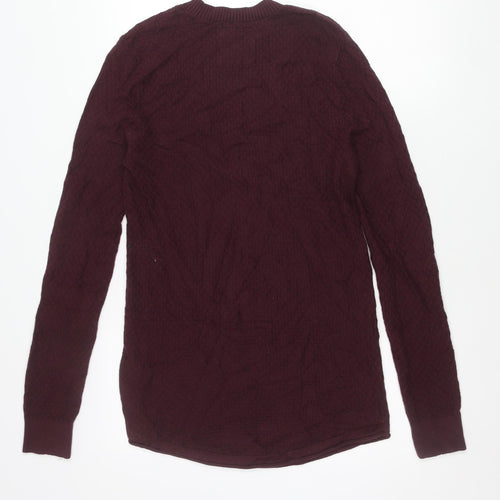 Hollister Men’s Purple Small Crew Neck Cable-Knit Jumper