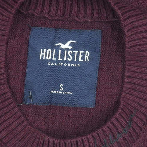 Hollister Men’s Purple Small Crew Neck Cable-Knit Jumper