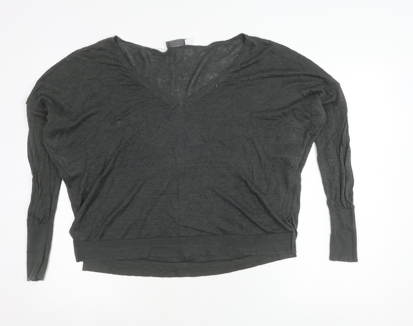 Mint Velvet Women’s Grey Size 16 V-Neck Long Sleeve Pullover Jumper