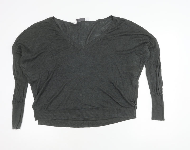 Mint Velvet Women’s Grey Size 16 V-Neck Long Sleeve Pullover Jumper