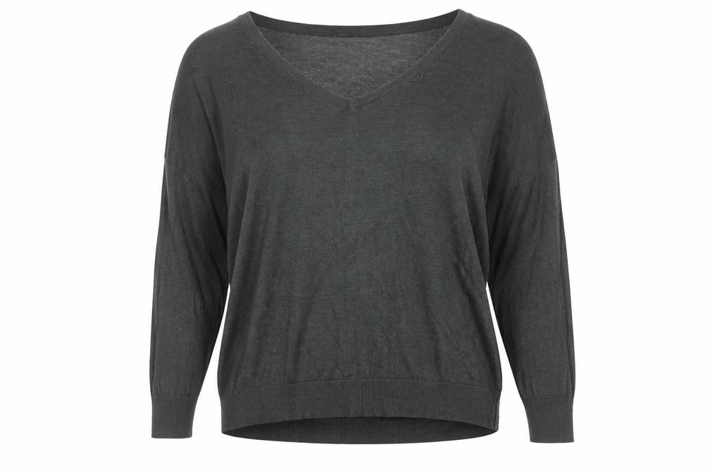 Front view of Mint Velvet Women’s Grey, size UK 16, V-Neck Long Sleeve jumper