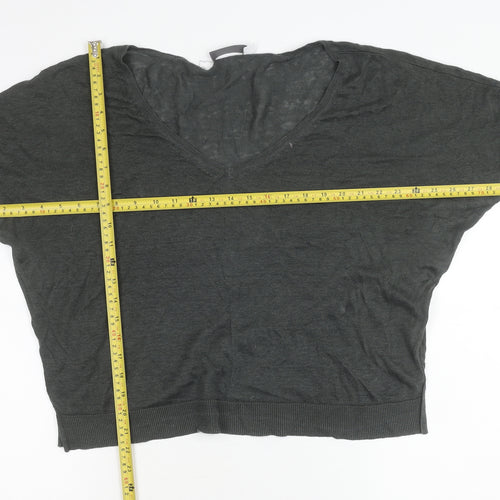 Mint Velvet Women’s Grey Size 16 V-Neck Long Sleeve Pullover Jumper