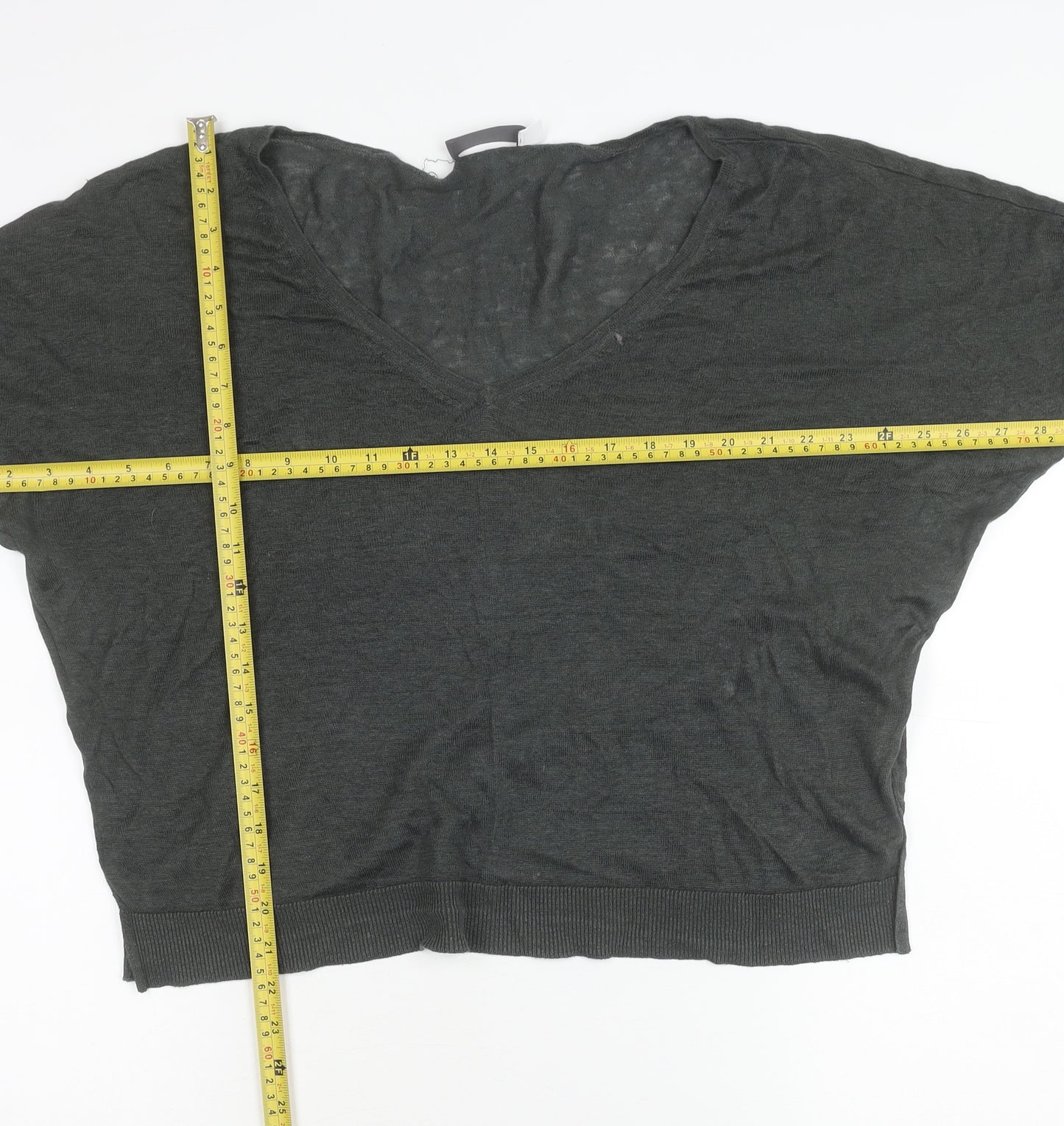 Mint Velvet Women’s Grey Size 16 V-Neck Long Sleeve Pullover Jumper