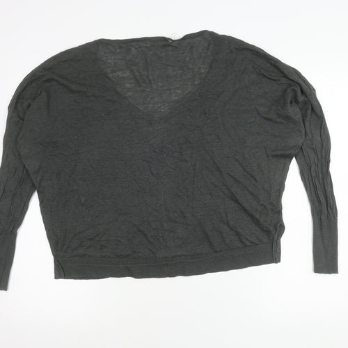 Mint Velvet Women’s Grey Size 16 V-Neck Long Sleeve Pullover Jumper