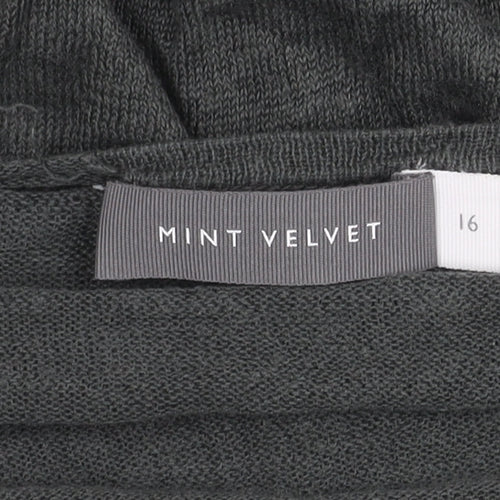Mint Velvet Women’s Grey Size 16 V-Neck Long Sleeve Pullover Jumper