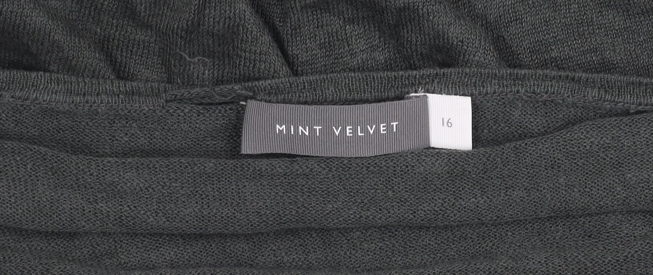 Mint Velvet Women’s Grey Size 16 V-Neck Long Sleeve Pullover Jumper