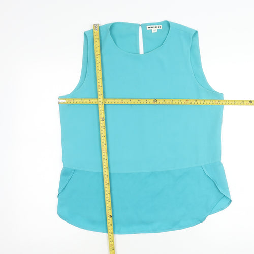 Whistles Women’s Blue Sleeveless Blouse Size 12 Scoop Neck