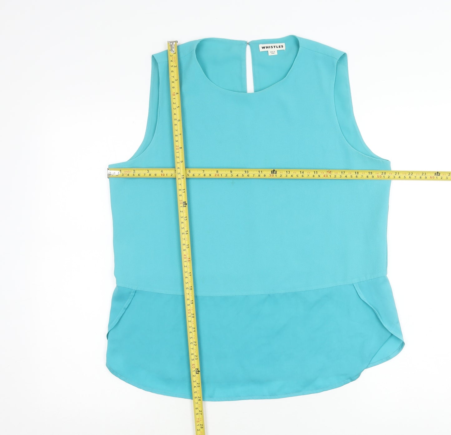 Whistles Women’s Blue Sleeveless Blouse Size 12 Scoop Neck