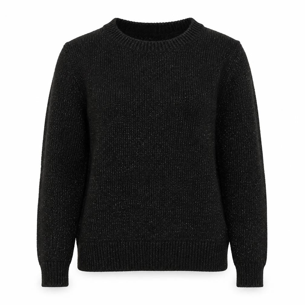 Front view of Gap Women’s Black L jumper Crew Neck Long Sleeve Knit