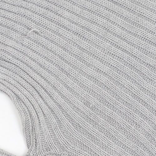 Brave Soul Womens Grey Knit Tunic Jumper Size M 14 Crew Neck Long Sleeve