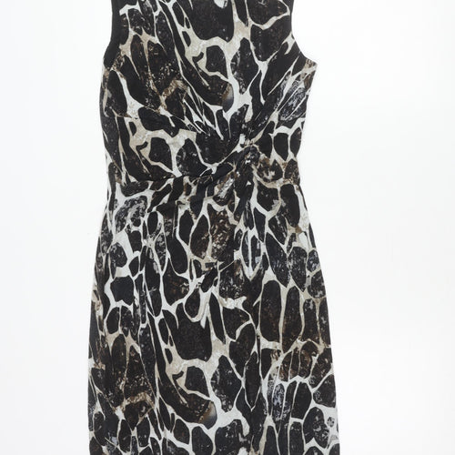 Lakeland Women’s Black Animal Print Sheath Dress Size 10 Sleeveless