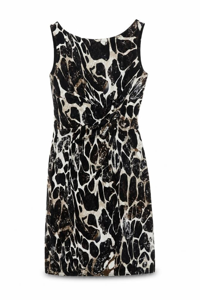 Lakeland Women’s Black Animal Print Sheath Dress Size 10 Sleeveless