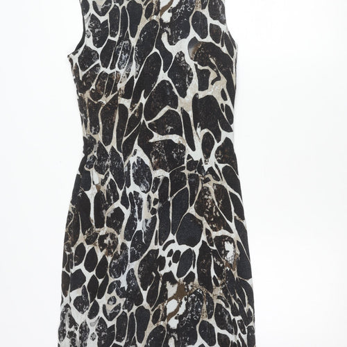 Lakeland Women’s Black Animal Print Sheath Dress Size 10 Sleeveless