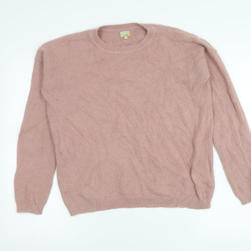 Hobbs Women Pink Angora Blend Crew Neck Jumper Size 6