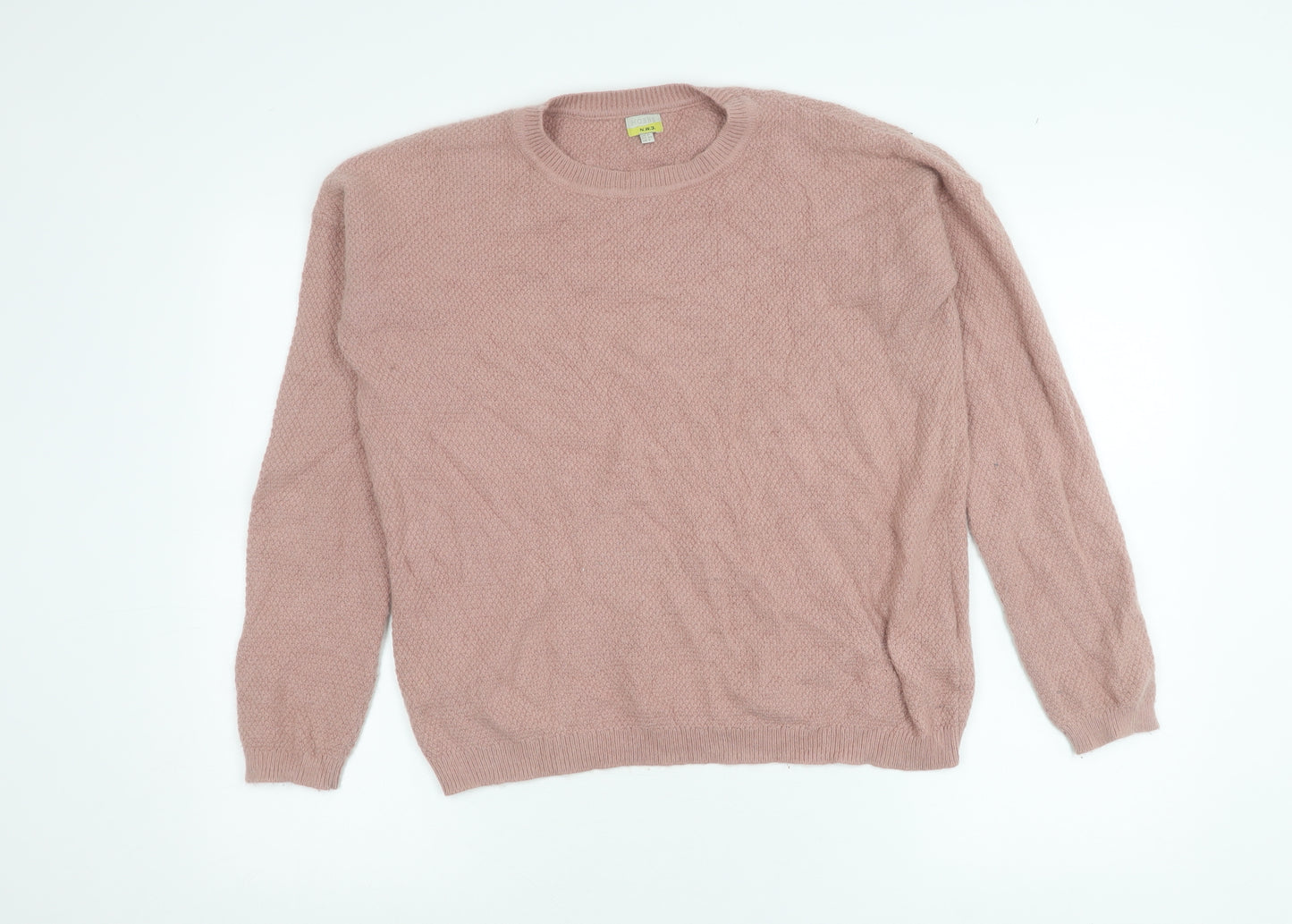 Hobbs Women Pink Angora Blend Crew Neck Jumper Size 6
