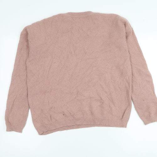 Hobbs Women Pink Angora Blend Crew Neck Jumper Size 6