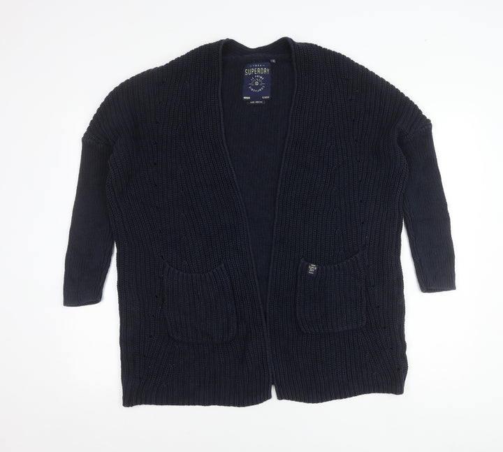 Superdry Women’s Blue Chunky Knit Cotton Cardigan Size M