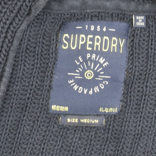 Superdry Women’s Blue Chunky Knit Cotton Cardigan Size M