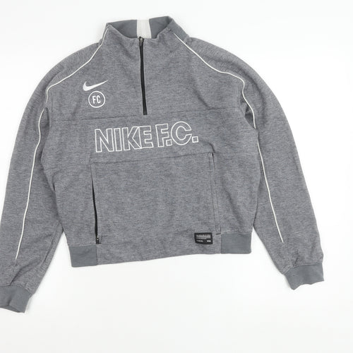 Nike Boys Grey XS Dri-Fit Half Zip Sweatshirt Football Training Top