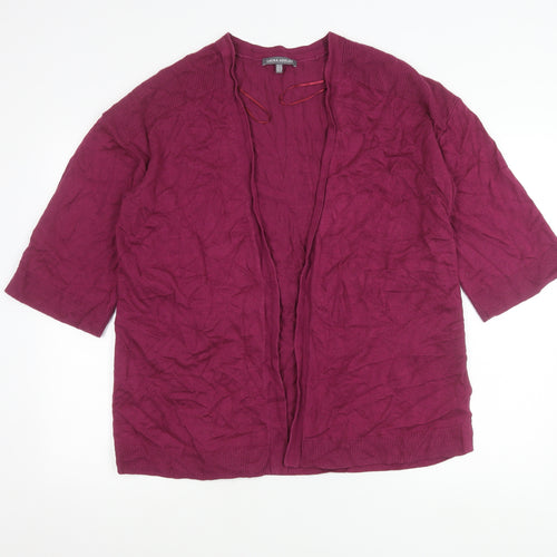 Laura Ashley Womens Purple Cardigan Size 14 Cotton Cashmere Blend