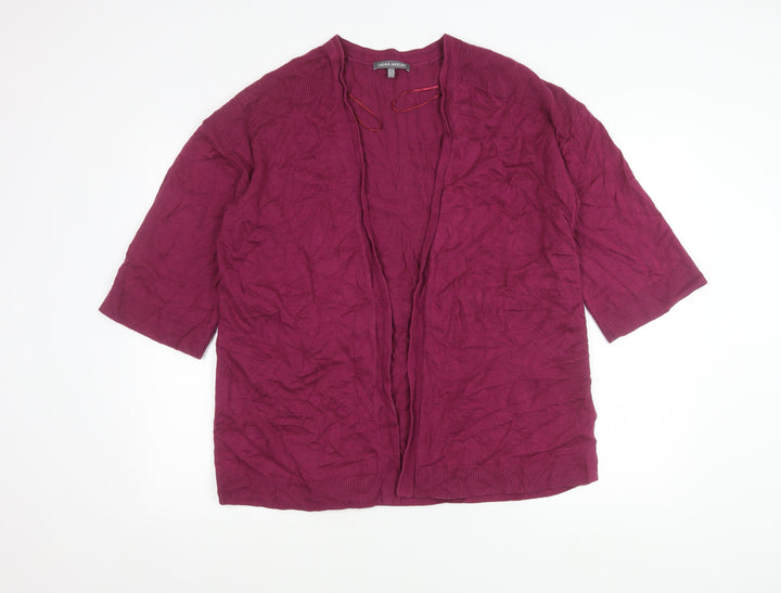 Laura Ashley Womens Purple Cardigan Size 14 Cotton Cashmere Blend
