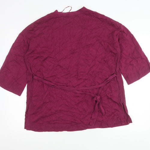 Laura Ashley Womens Purple Cardigan Size 14 Cotton Cashmere Blend