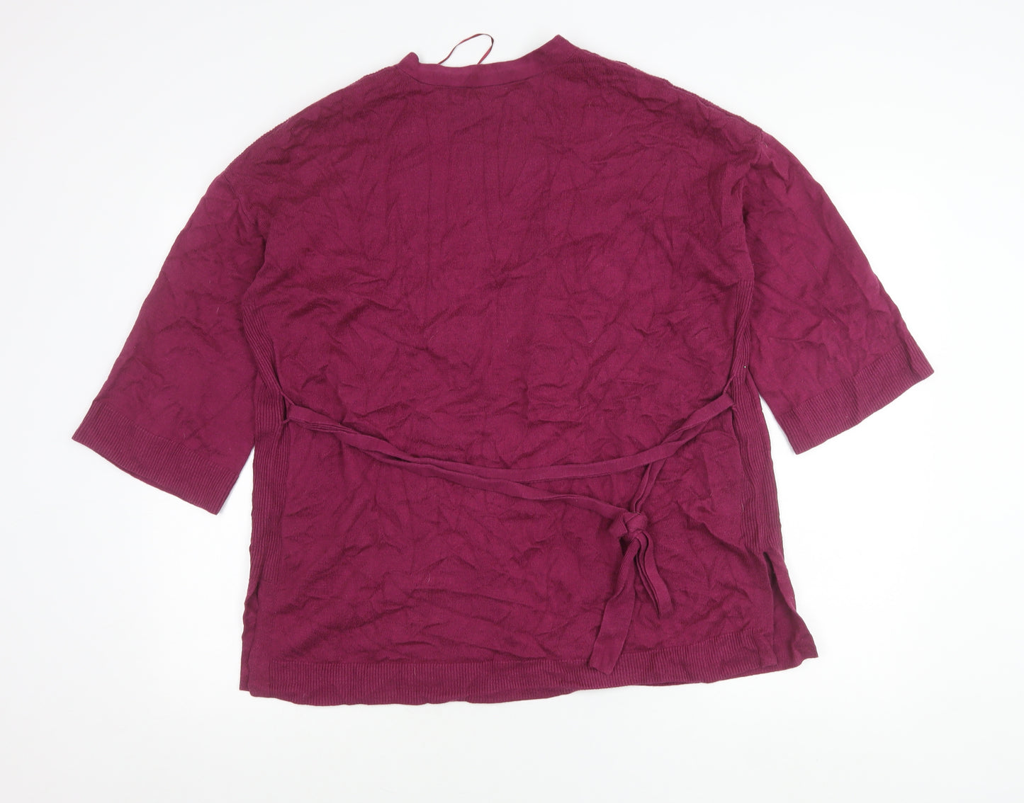 Laura Ashley Womens Purple Cardigan Size 14 Cotton Cashmere Blend