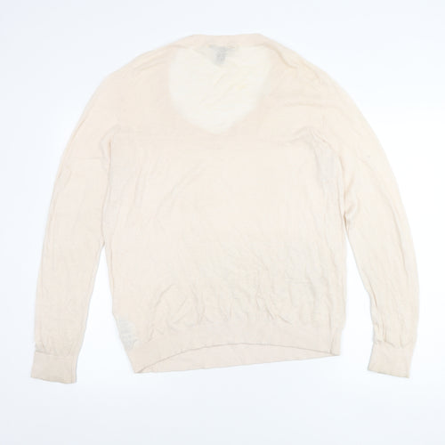 Tommy Hilfiger Women’s Beige XL V-Neck Cotton Silk Jumper