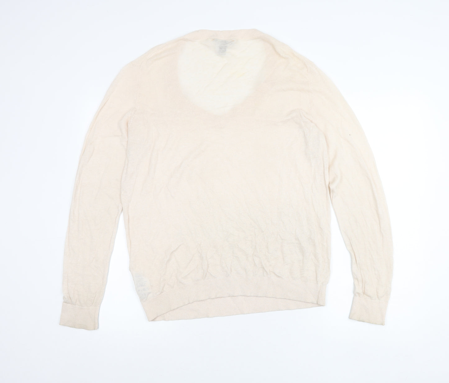 Tommy Hilfiger Women’s Beige XL V-Neck Cotton Silk Jumper