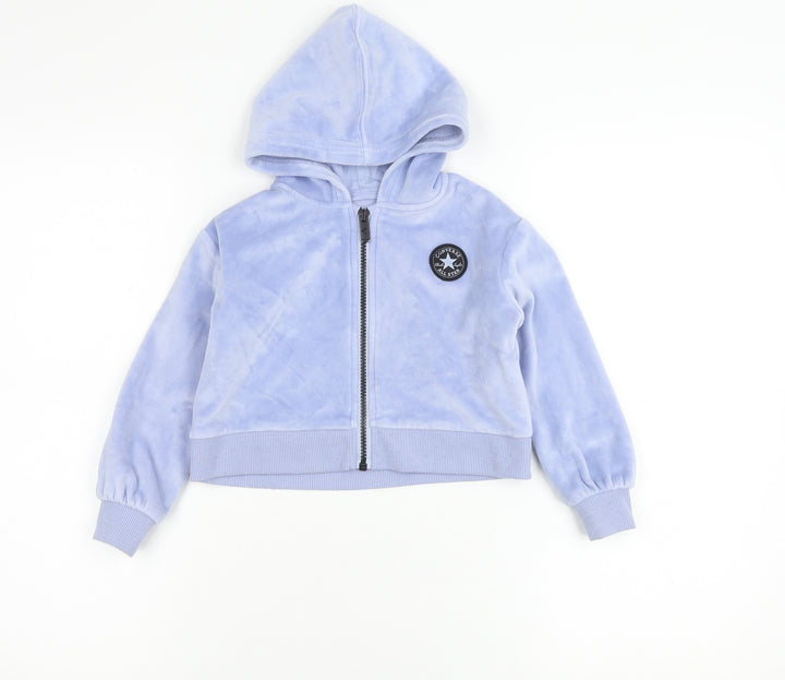 Converse Girls Blue Hooded Velour Zip Jacket 2-3 Years