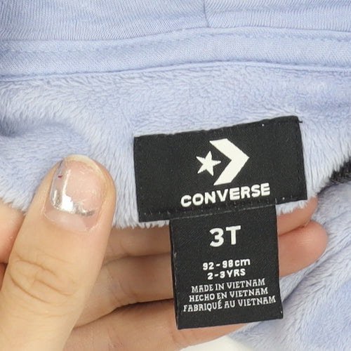 Converse Girls Blue Hooded Velour Zip Jacket 2-3 Years