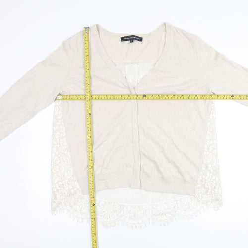 French Connection Womens Beige XL Lace Back V-Neck Cardigan