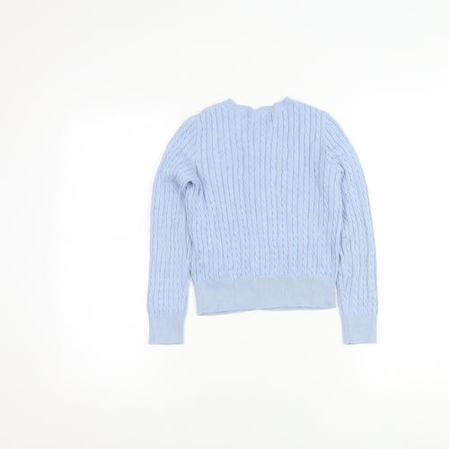 Ralph Lauren Girls Blue Cotton Cable Knit Cardigan Jumper Age 7 Years