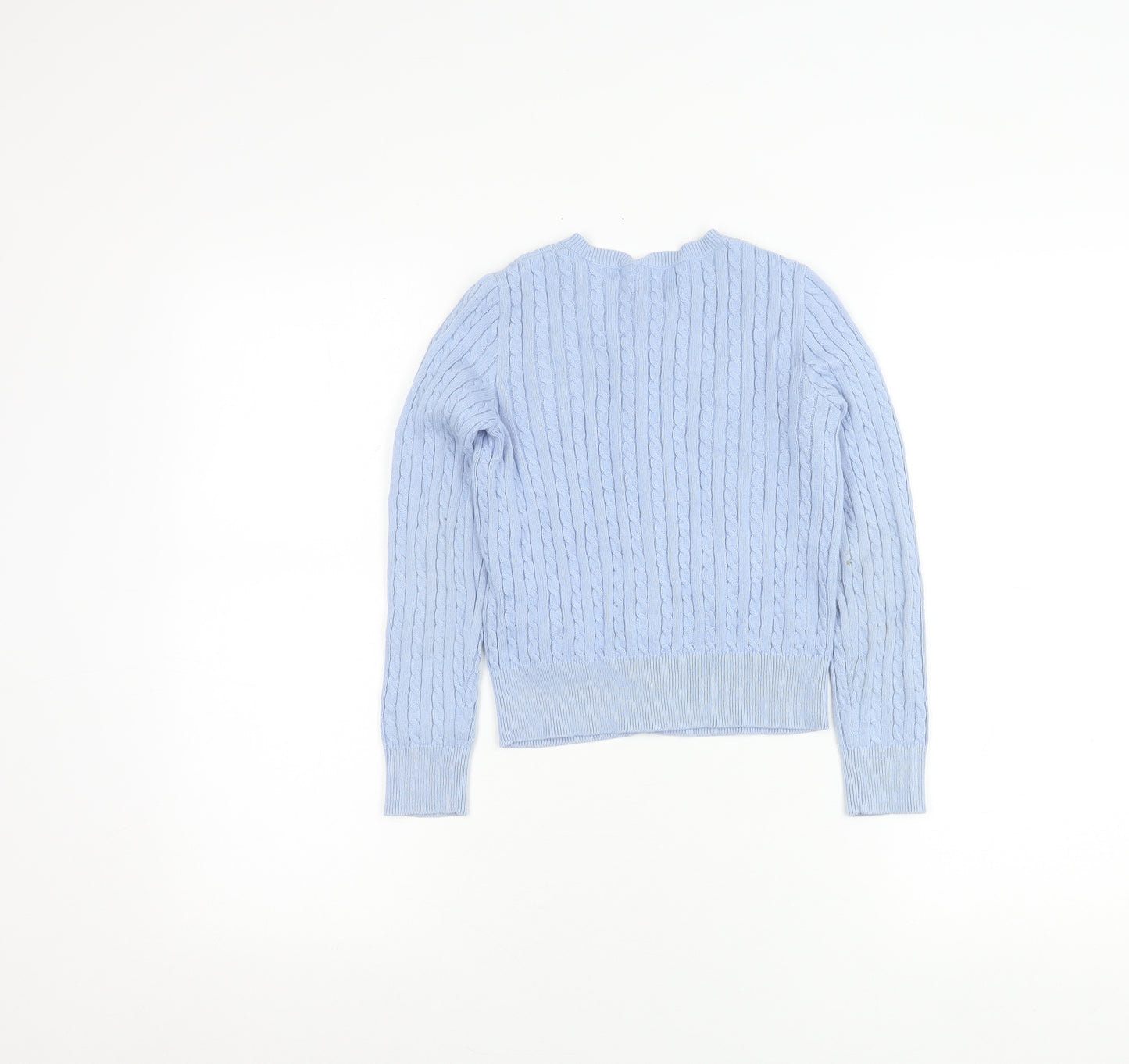 Ralph Lauren Girls Blue Cotton Cable Knit Cardigan Jumper Age 7 Years