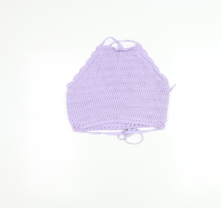 Hollister Womens Purple Crochet Halter Tank Top Size L Summer Boho