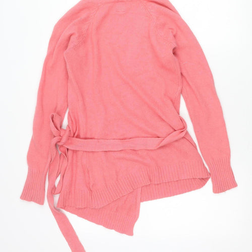 ONLY Womens Pink V-Neck Belted Cardigan Jumper Size M