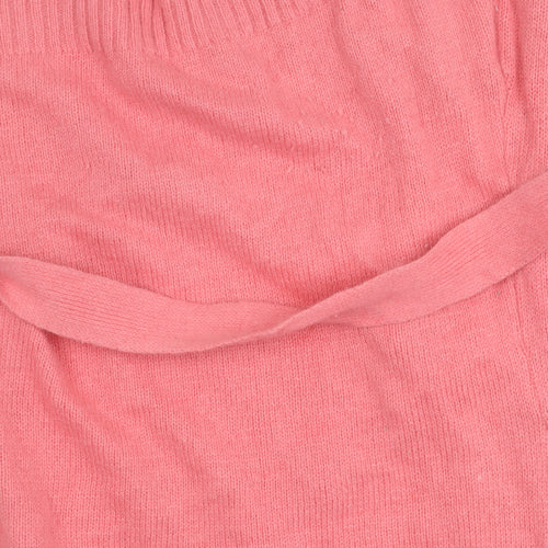 ONLY Womens Pink V-Neck Belted Cardigan Jumper Size M