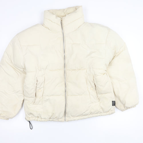 Pull&Bear Womens Ivory Puffer Jacket Size 12 Polyester Casual Winter