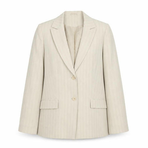 Dorothy Perkins Women’s Beige Pinstripe Blazer Size 14 Tailored Work Jacket