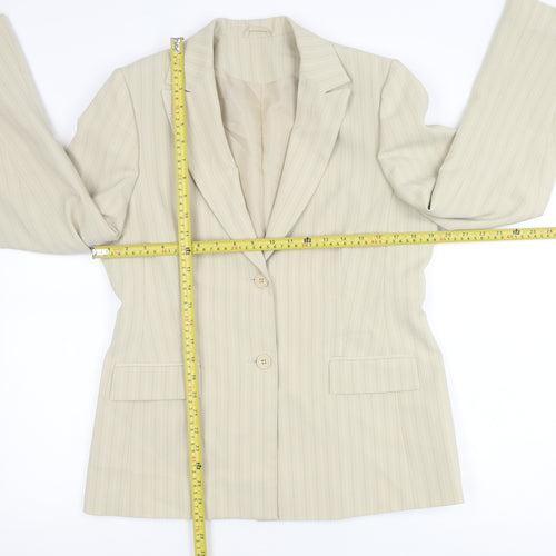 Dorothy Perkins Women’s Beige Pinstripe Blazer Size 14 Tailored Work Jacket