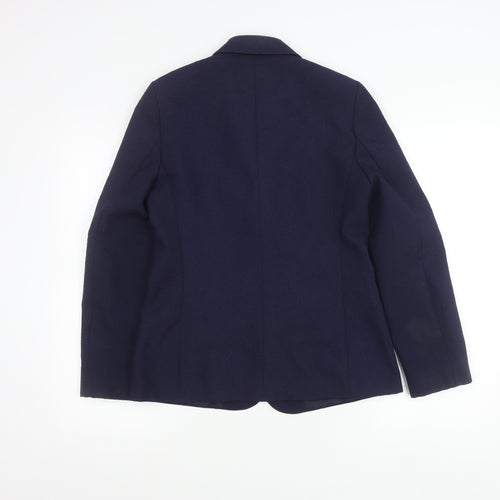 St Michael Womens Blue Size 12 Wool Blend Blazer Jacket Classic Workwear
