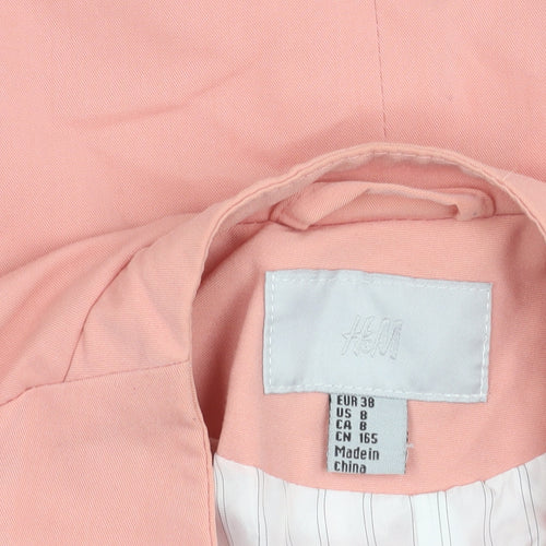 H&M Women's Pink Size 10 Blazer Jacket Single Breasted Workwear
