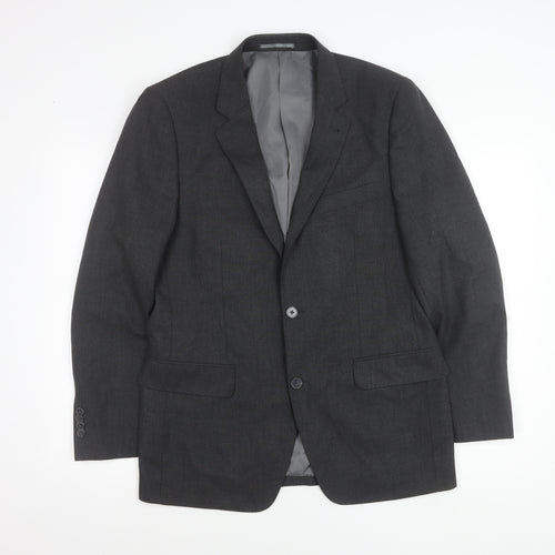 F&F Men’s Grey 38R Blazer Jacket Two-Button Notch Lapel Formal