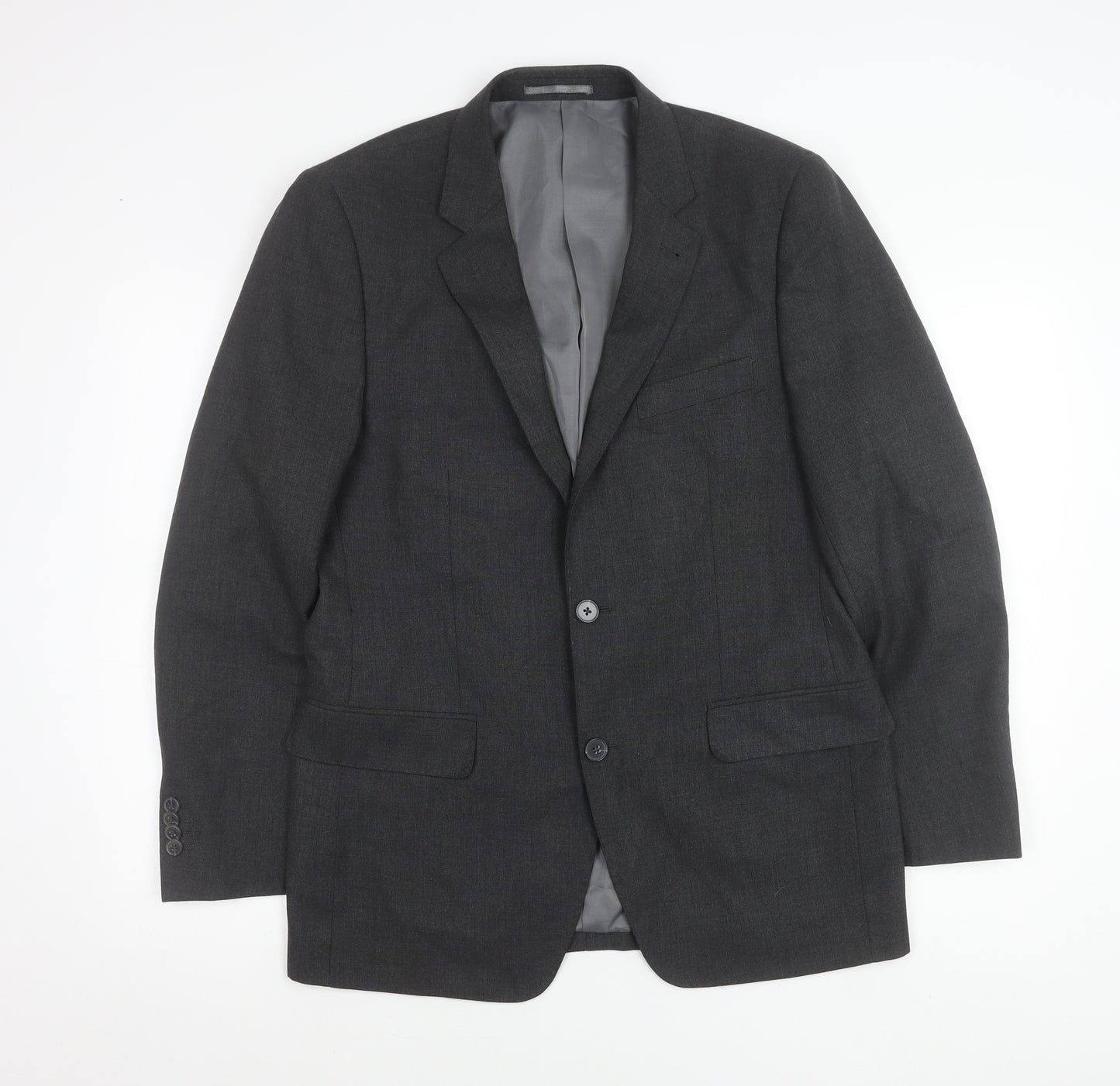 F&F Men’s Grey 38R Blazer Jacket Two-Button Notch Lapel Formal