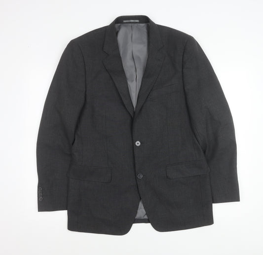 F&F Men’s Grey 38R Blazer Jacket Two-Button Notch Lapel Formal