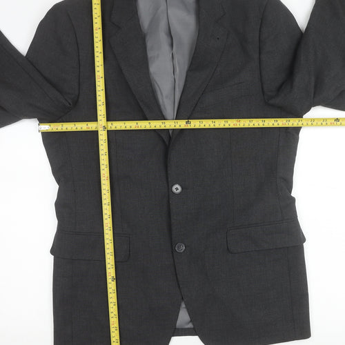 F&F Men’s Grey 38R Blazer Jacket Two-Button Notch Lapel Formal